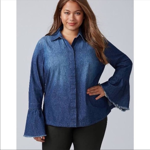 bell sleeve denim top